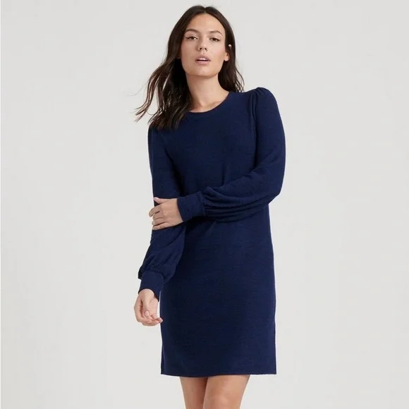 Lucky Brand Cloud Jersey Dress, Size Large in Navy Blue